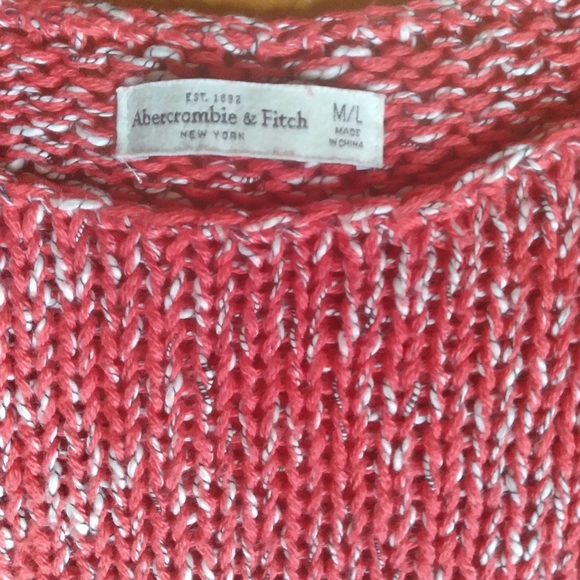 Abercrombie & Fitch Coral Open Knit Crochet Beachy Boho Knit Sweater - Picture 2 of 6